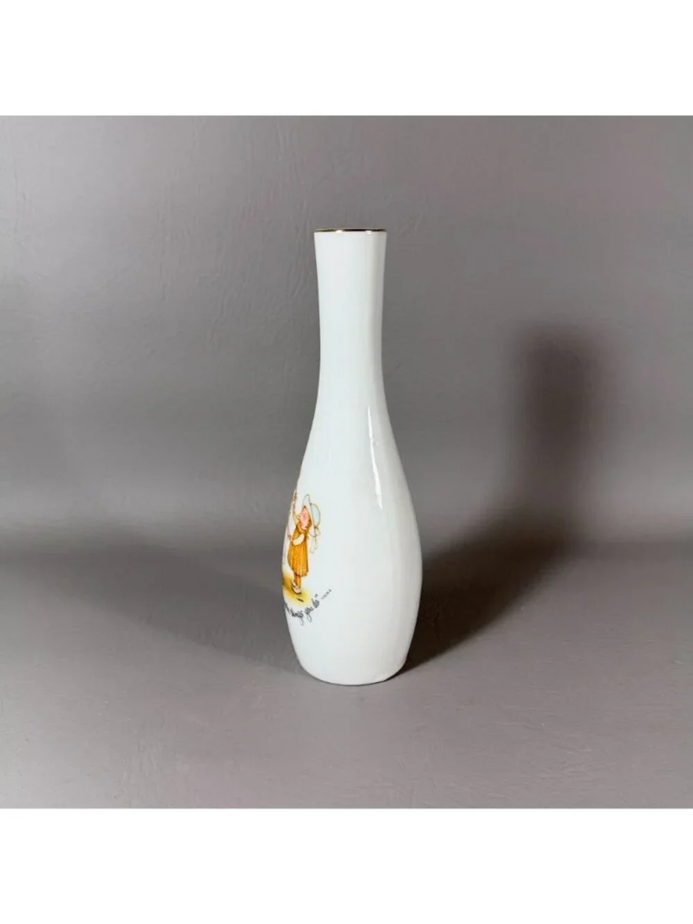 Vintage 1973 Holly Hobbie Porcelain Bud Vase Love Is The Little Things Japan
